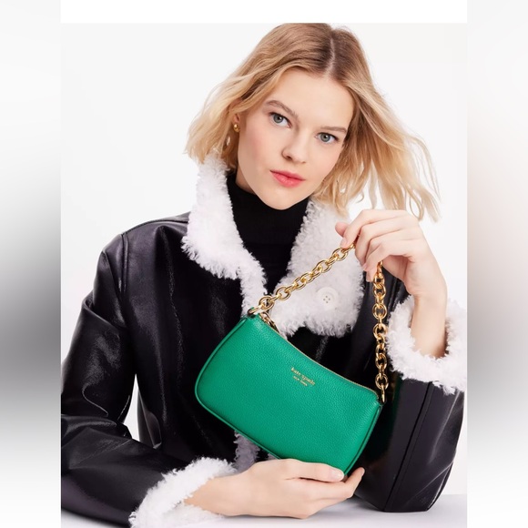 New Kate Spade Jolie Small Convertible Pebble Leather Crossbody Wintergreen - Picture 2 of 7